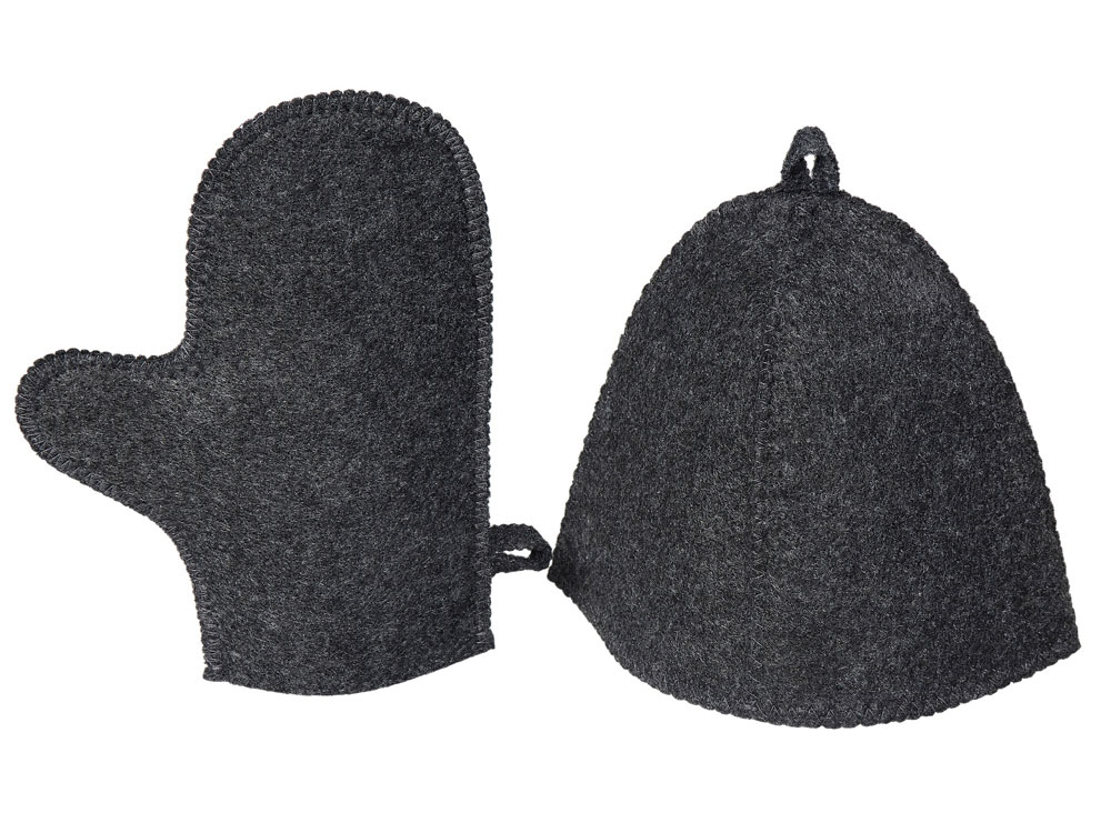 Банный набор из шапки и рукавицы Renew, серый