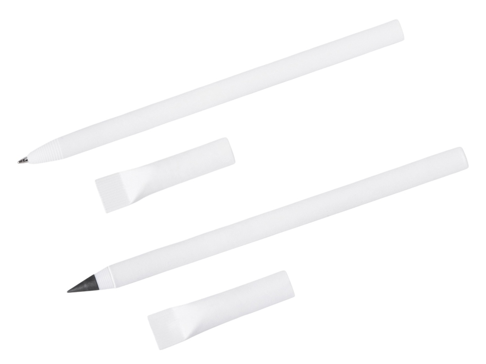 Набор из ручки и вечного карандаша из переработанной бумаги Recycled Duo, белый