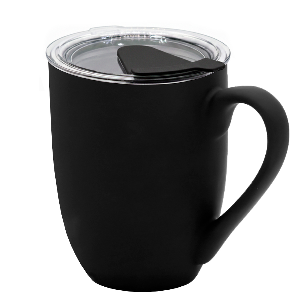 Кружка с крышкой Velvet Duo, софт-тач, чёрная Кружка с крышкой Velvet Duo, софт-тач, чёрная