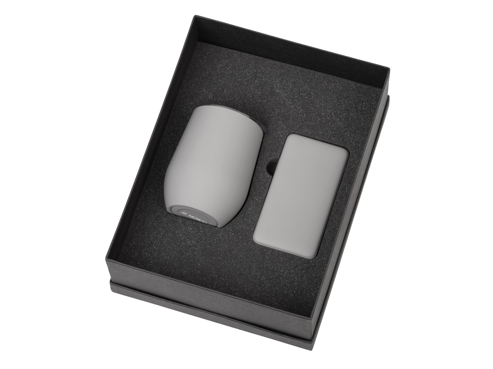 Подарочный набор с термокружкой и повербанком С1, 5000 mAh, серый