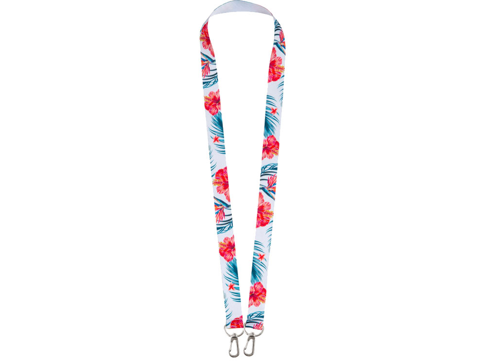 Ланъярд 2 см под сублимацию с 2-мя карабинами, серебристый