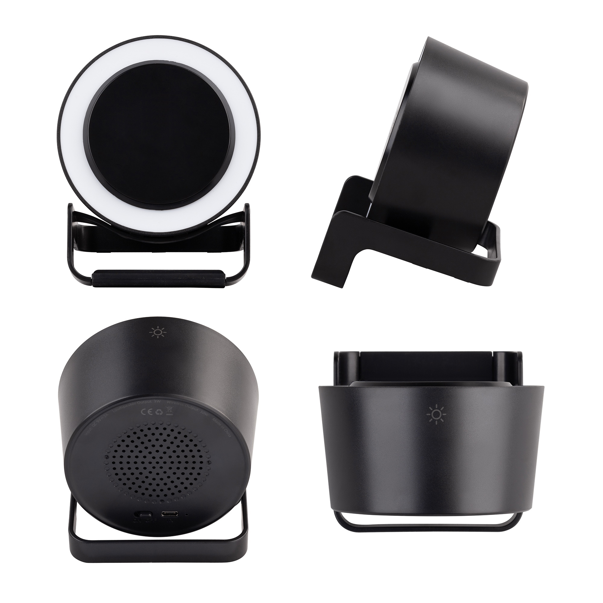 Bluetooth колонка-подставка "Smart Loud" с беспроводным (10W) зарядным устройством, лампой и подсветкой логотипа Bluetooth колонка-подставка "Smart Loud" с беспроводным (10W) зарядным устройством, лампой и подсветкой логотипа