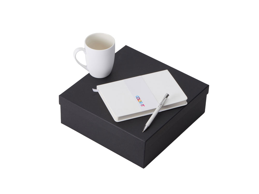 Подарочный набор с блокнотом С2, металлической ручкой и кружкой, белый