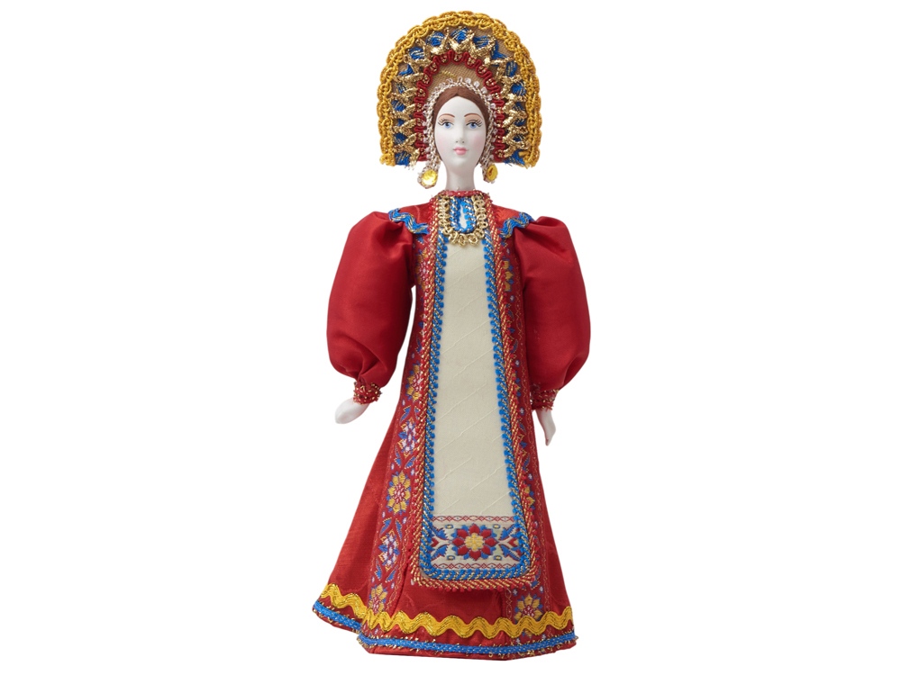 Подарочный набор: кукла фарфоровая, крем-мед, красный Подарочный набор: кукла фарфоровая, крем-мед, красный