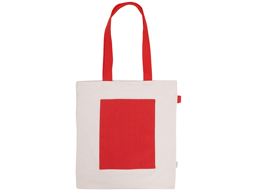 Сумка для покупокTopiс из переработанных материалов с наружным цветным карманом, красный