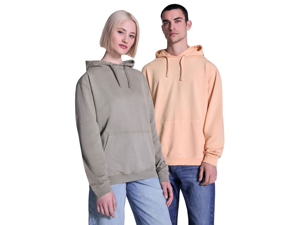 Толстовка с капюшоном KENIA унисекс, светло-абрикосовый выстиранный