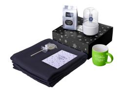 Подарочный набор с пледом, увлажнителем и кружкой, зеленое яблоко Подарочный набор с пледом, увлажнителем и кружкой, зеленое яблоко