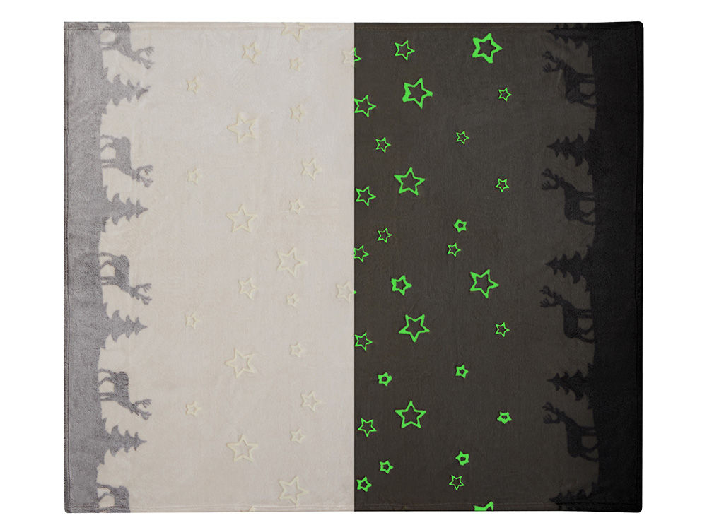 Плед из флиса Новогодний светящийся, бежевый