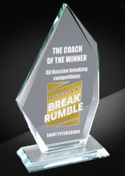 Награда из стекла с лазерной гравировкой и фольгой