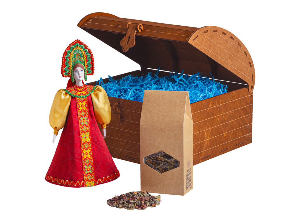 Подарочный набор: кукла фарфоровая, чай Малина с мятой, красный Подарочный набор: кукла фарфоровая, чай Малина с мятой, красный