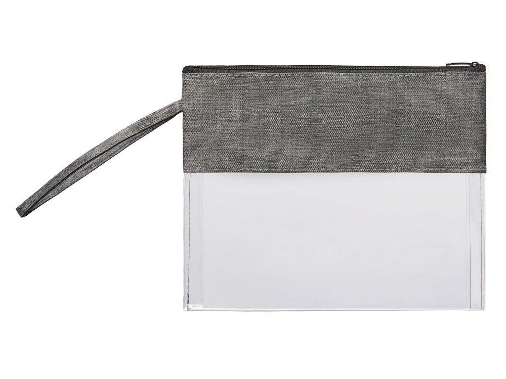 Косметичка из PVC и ткани Leony, прозрачный/темно-серый