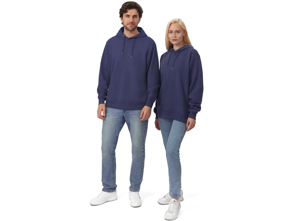 Толстовка с капюшоном оверсайз Lisbon унисекс, темно-синий
