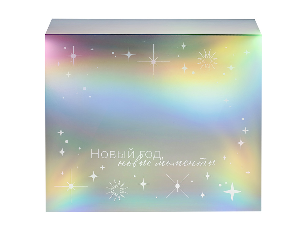 Подарочная коробка с голографическим шубером Aurora, L, вн. размер 260х260х100 мм.