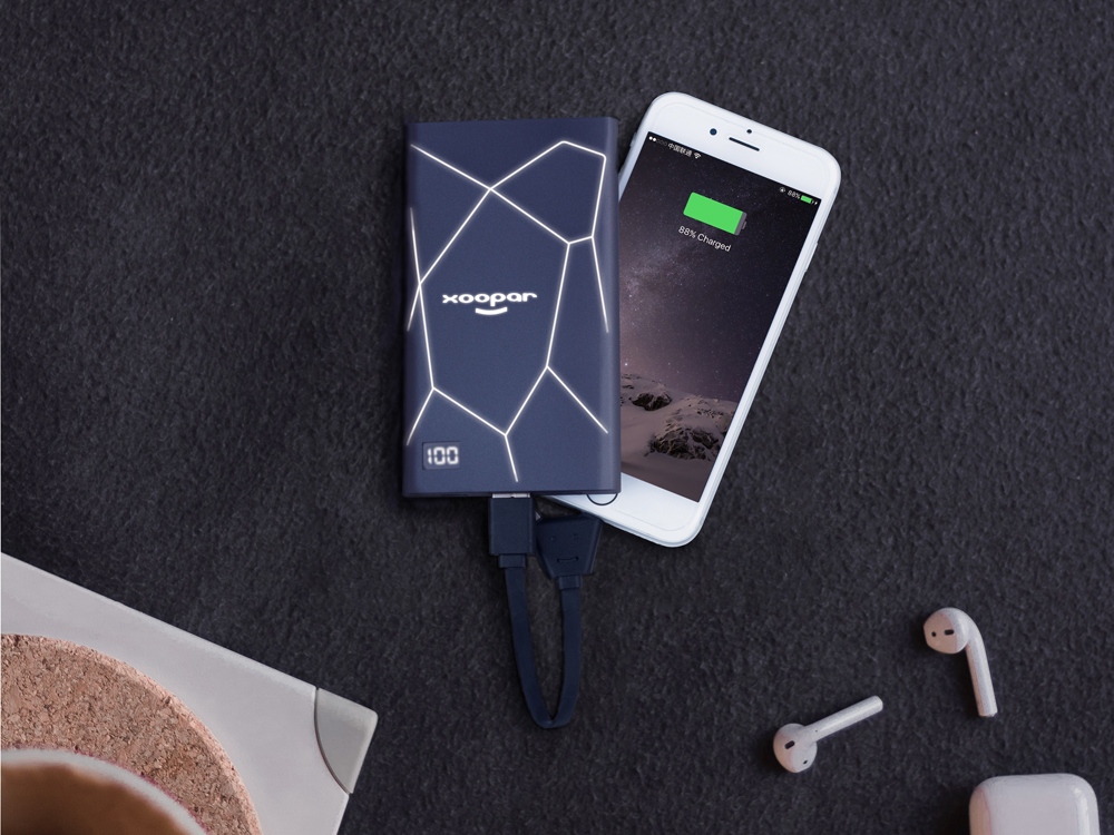 Портативное зарядное устройство XOOPAR GEO, мокрый асфальт Портативное зарядное устройство XOOPAR GEO, мокрый асфальт