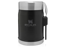 Банка для еды объемом 400 мл с ложкой-вилкой Stanley Legendary - черный матовый