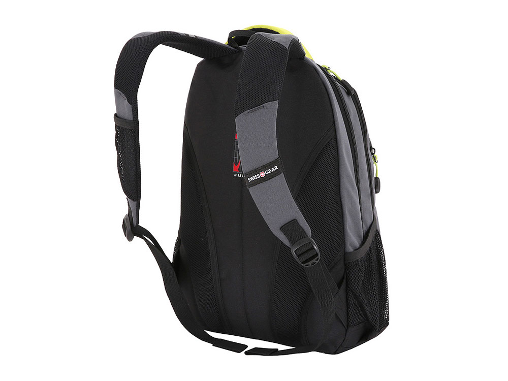 Рюкзак SWISSGEAR, фьюжн/2 мм рипстоп, 32x15x46 см, 22 л, серый/лайм
