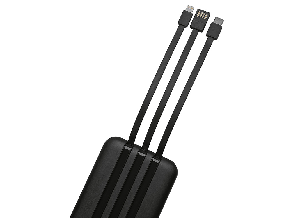 Магнитный беспроводной внешний аккумулятор со встроенными кабелями Мэни,быстаря зарядка, 10000 мАч, черный