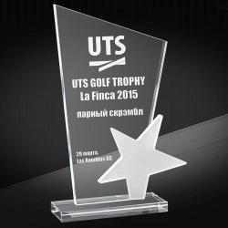 Награда из стекла с гравировкой со звездой