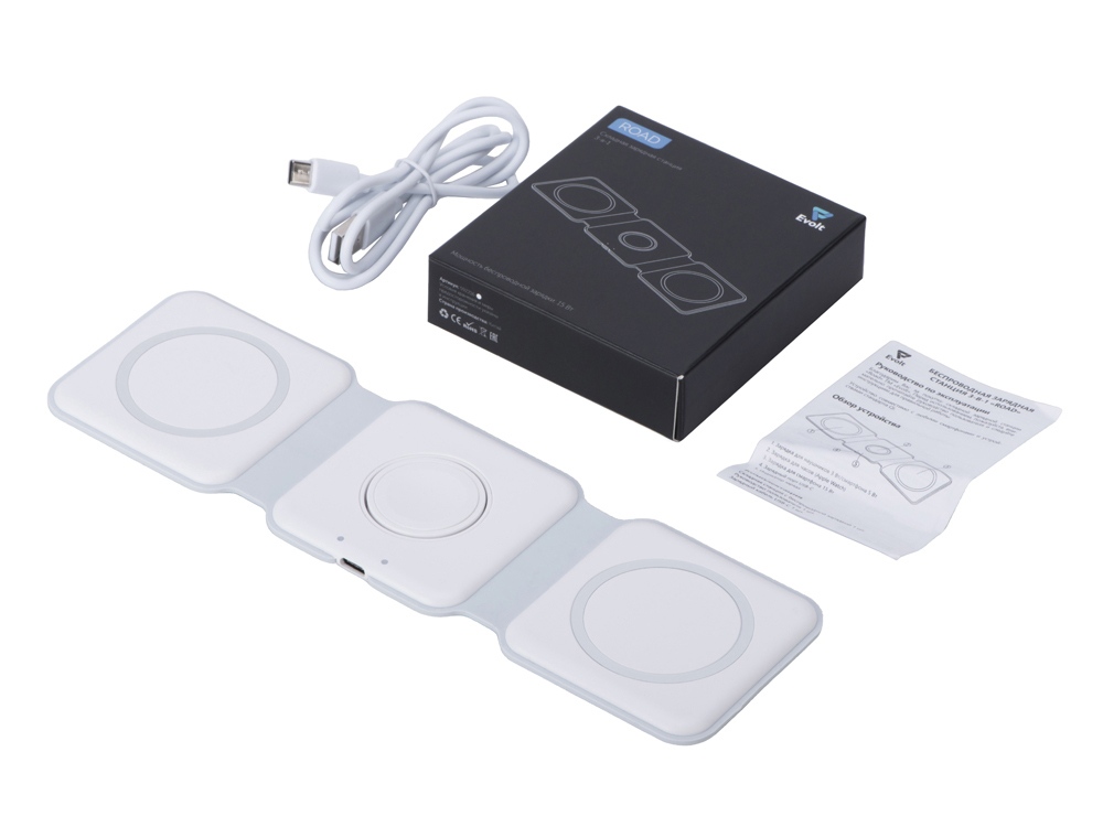 Беспроводное зарядное устройство 3-в-1 Road, 15 Вт, белый