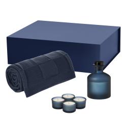 Подарочный набор Sento, Cella Soft, синий (свеча, диффузор, плед)