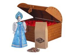 Подарочный набор: кукла фарфоровая, чай Малина с мятой, голубой