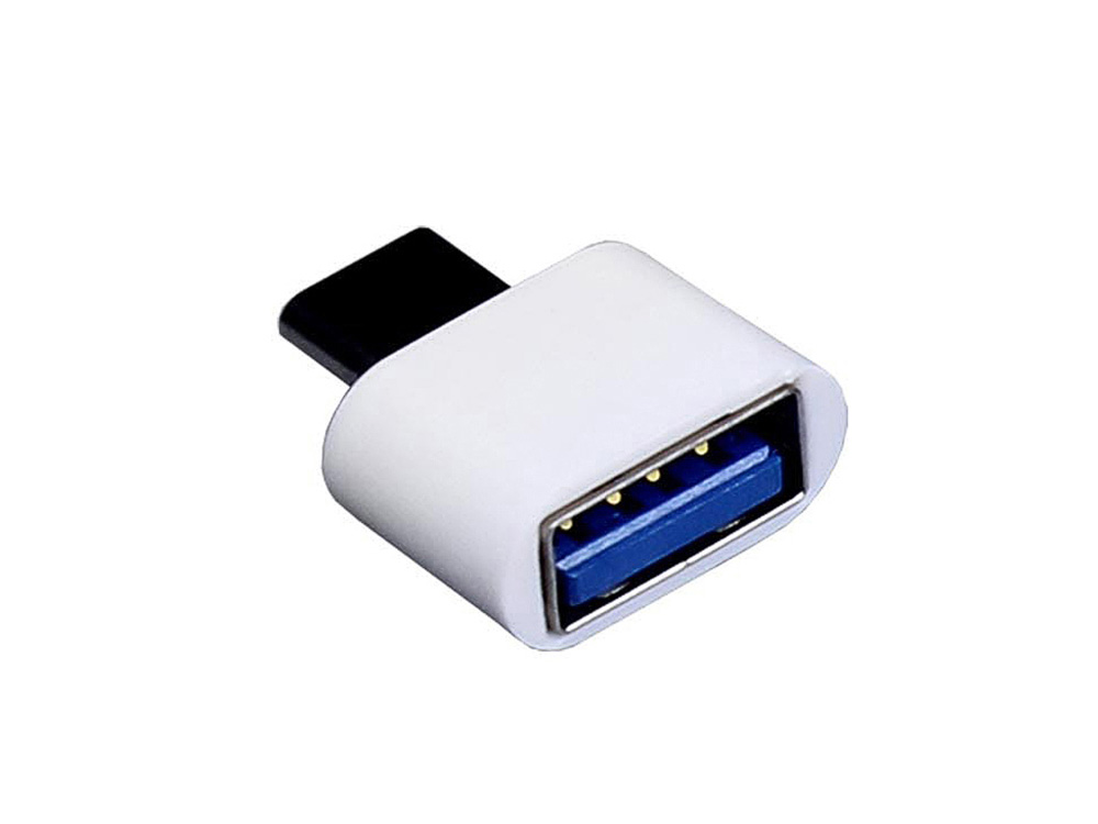 Универсальный адаптер USB Type-C папа Type-A мама, белый