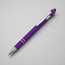 Ручка металлическая soft-touch шариковая со стилусом Sway, фиолетовый/серебристый Ручка металлическая soft-touch шариковая со стилусом Sway, фиолетовый/серебристый