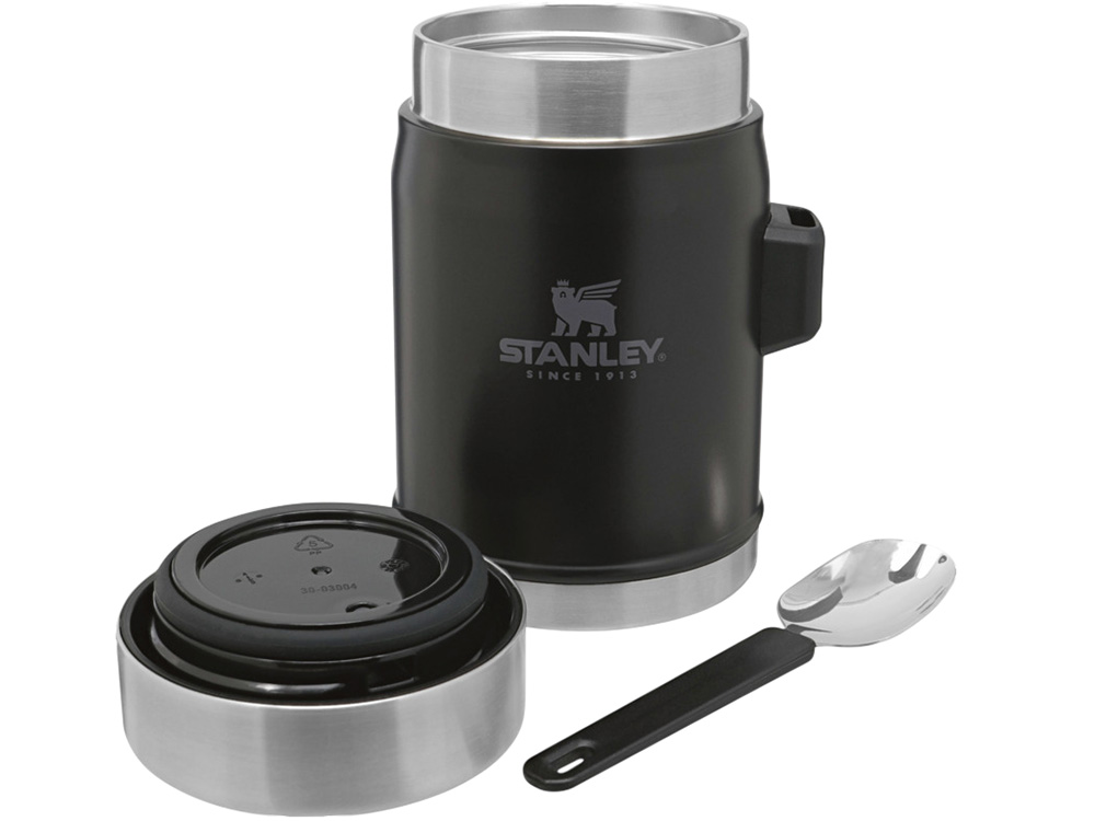 Банка для еды объемом 400 мл с ложкой-вилкой Stanley Legendary - черный матовый Банка для еды объемом 400 мл с ложкой-вилкой Stanley Legendary - черный матовый