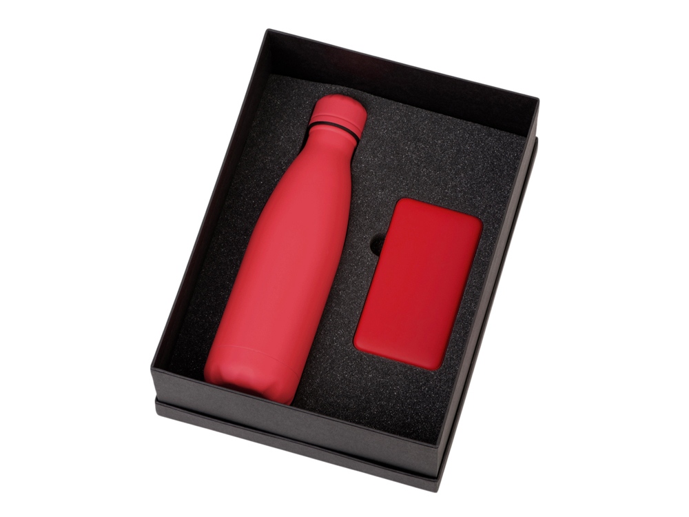 Подарочный набор с термобутылкой и повербанком С2, красный