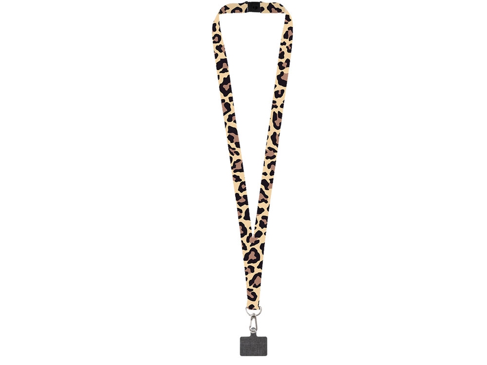 Ланъярд 2 см под сублимацию с трендовым карабином, замком обрыва и большим держателем для телефона из ПЭ, серебристый