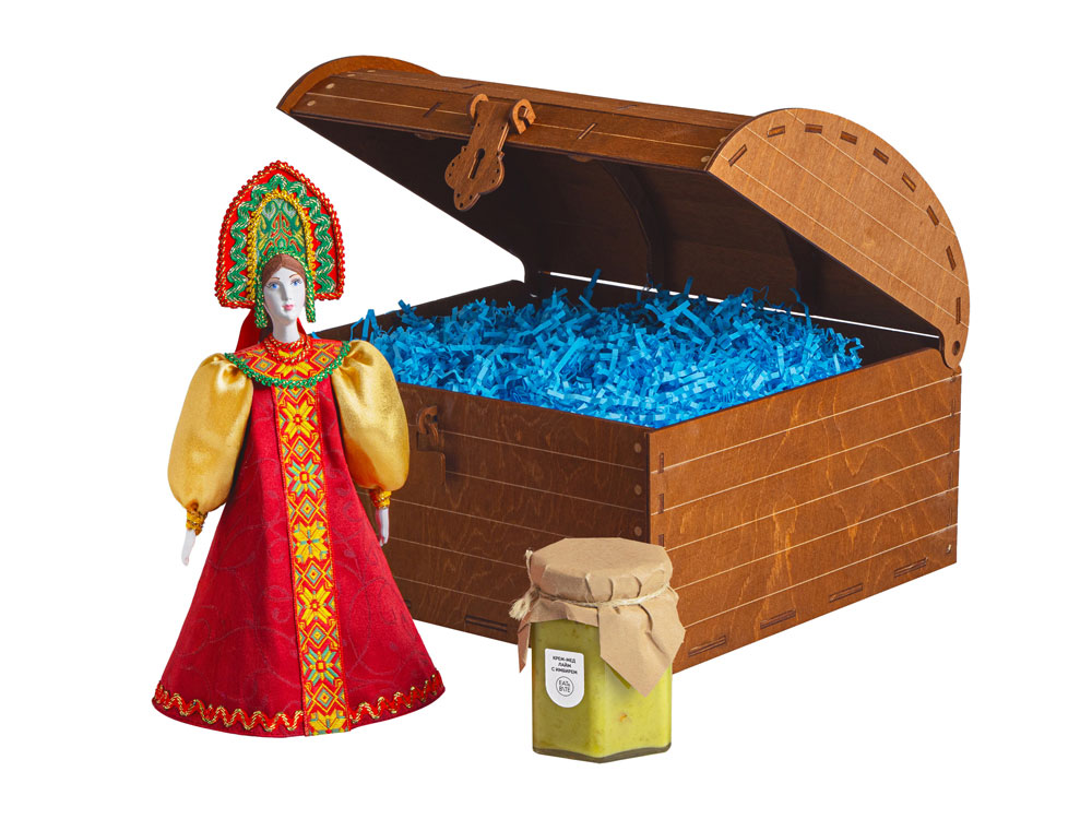 Подарочный набор: кукла фарфоровая, крем-мед, красный Подарочный набор: кукла фарфоровая, крем-мед, красный