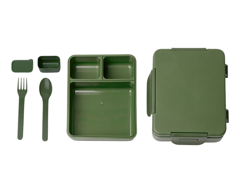 Ланч-бокс COMIX/КОМИКС с тремя отделениями, темно-зеленый