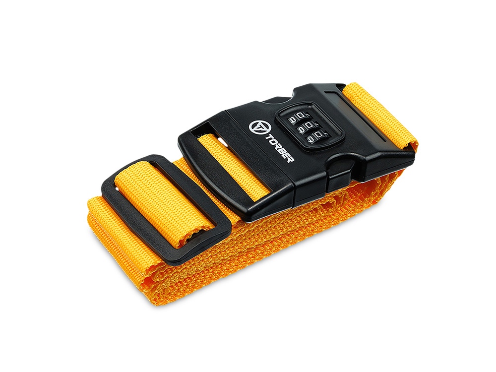 Ремень для чемодана Torber, желтый, 182 х 5 см Ремень для чемодана Torber, желтый, 182 х 5 см