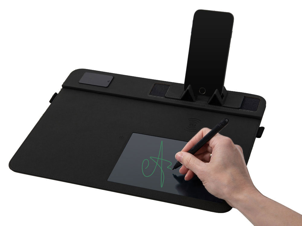 Многофункциональный коврик для мыши Multi Pad с беспроводной зарядкой и LCD экраном, 10 Вт, серый