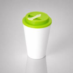 Пластиковый стакан Take away с двойными стенками и крышкой с силиконовым клапаном, 350 мл, белый/зел. Яблоко Пластиковый стакан Take away с двойными стенками и крышкой с силиконовым клапаном, 350 мл, белый/зел. Яблоко