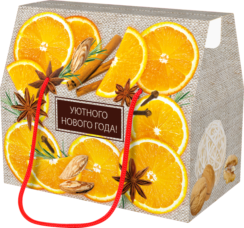 №105 КОРОБКА-КЕЙС "АПЕЛЬСИНКИ" 850 грамм новогодний подарок премиальный