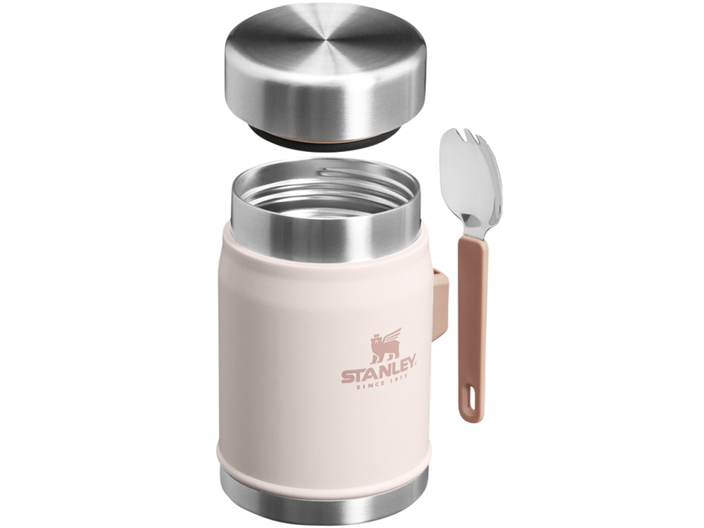 Банка для еды объемом 400 мл с ложкой-вилкой Stanley Legendary - Light pink