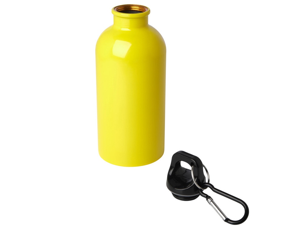 Одностенная бутылка для воды с карабином Oregon, изготовленная из нержавеющей стали, сертифицированной по стандарту RCS, объемом 400 мл - Желтый