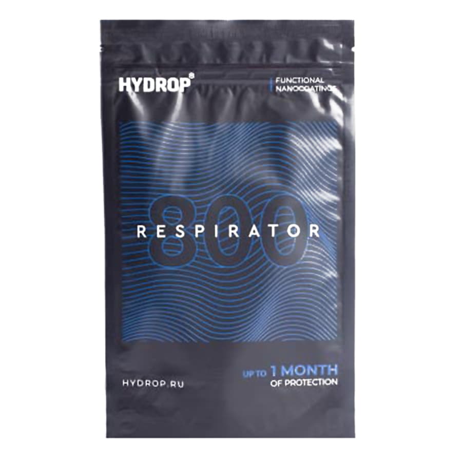 Бесклапанная фильтрующая маска RESPIRATOR 800 HYDROP черная с логотипом в фирменном пакете