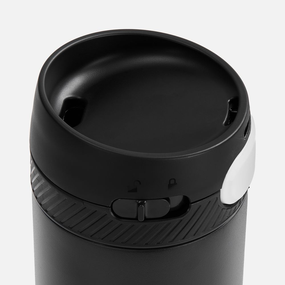 Термостакан X1 с цветной кнопкой, черный с белым