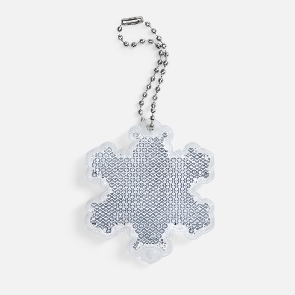 Пешеходный светоотражатель с цепочкой «Снежинка», белый