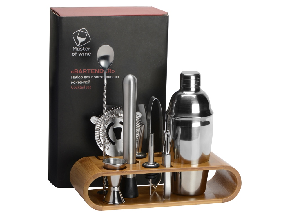Набор Bartender для приготовления коктейлей на бамбуковой подставке (Р)
