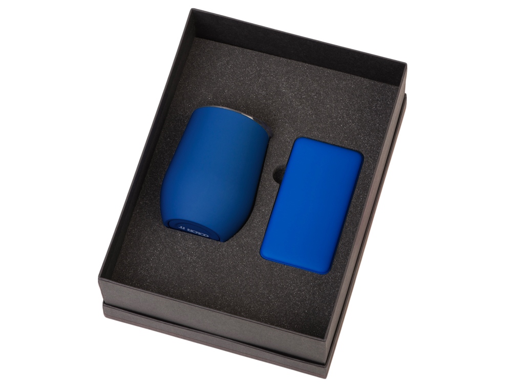 Подарочный набор с термокружкой и повербанком С1, 5000 mAh, синий