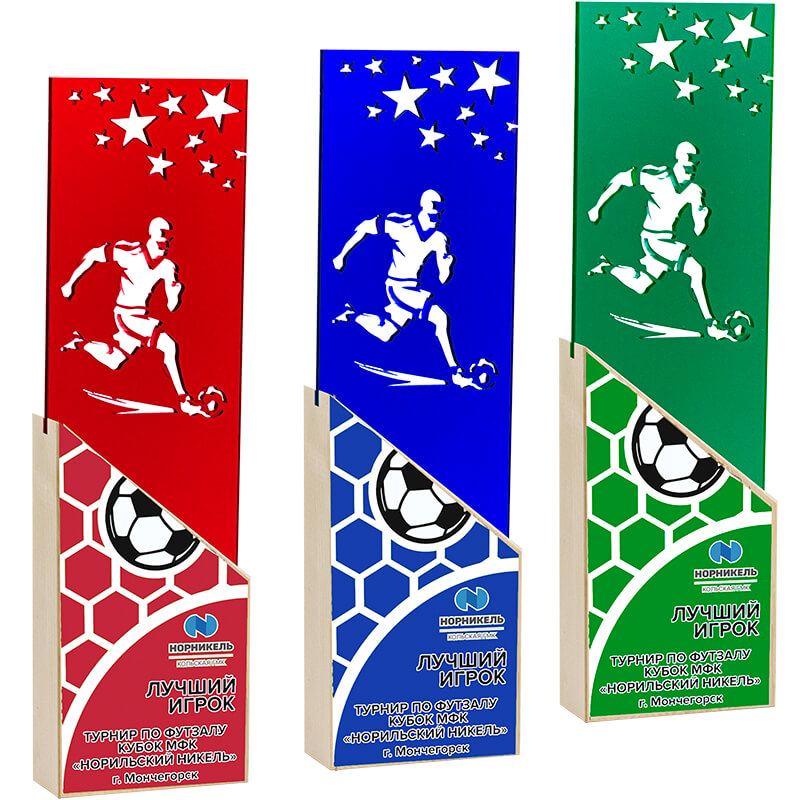 Акриловая награда с УФ печатью футбол