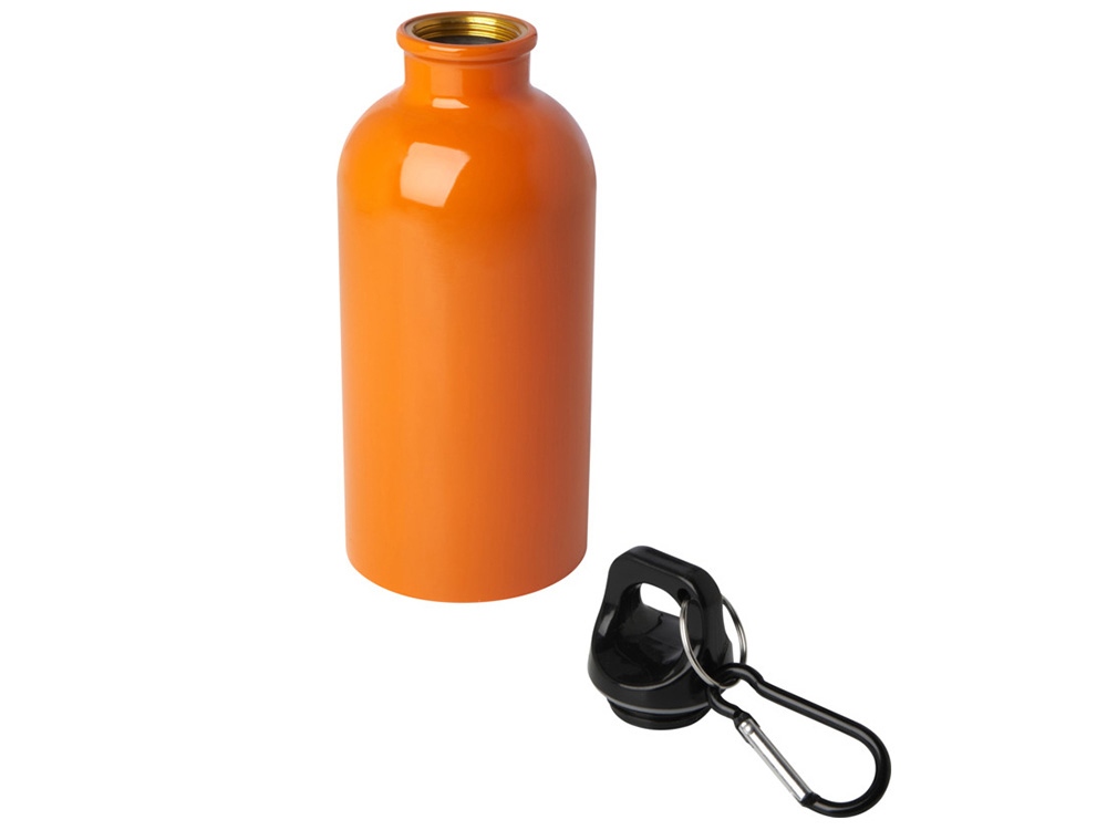 Одностенная бутылка для воды с карабином Oregon, изготовленная из нержавеющей стали, сертифицированной по стандарту RCS, объемом 400 мл - Оранжевый