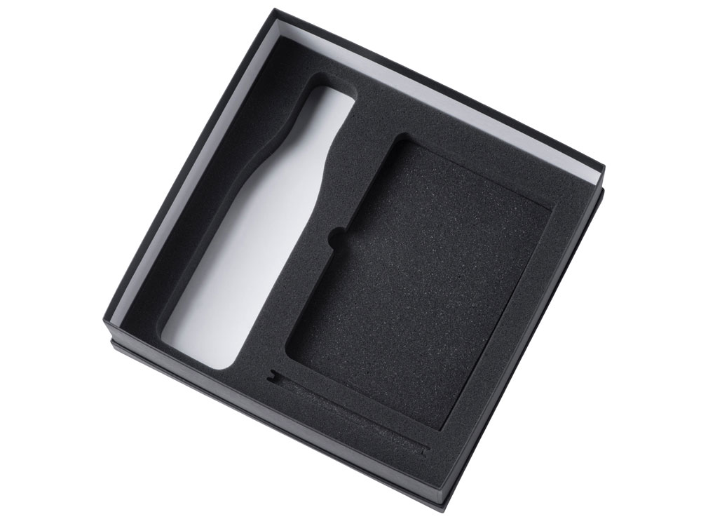 Подарочный набор с блокнотом С3, металлической ручкой и термобутылкой, темно-синий