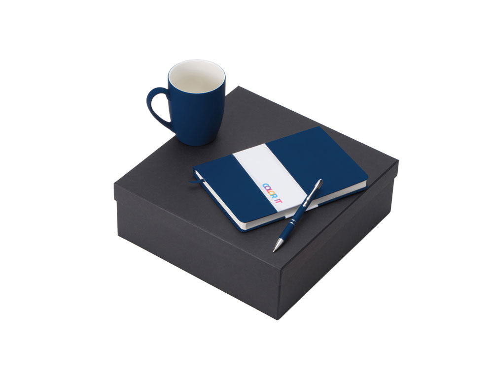 Подарочный набор с блокнотом С2, металлической ручкой и кружкой, темно-синий Подарочный набор с блокнотом С2, металлической ручкой и кружкой, темно-синий