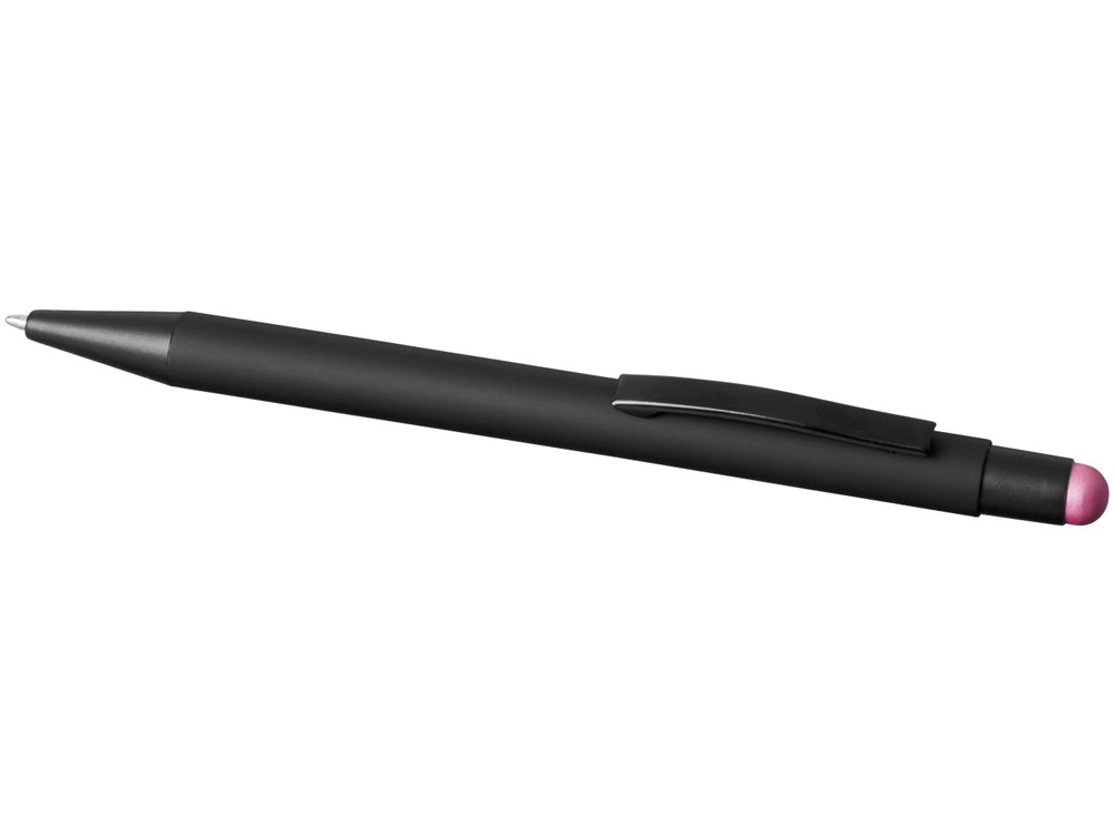 Резиновая шариковая ручка-стилус Dax, черный/розовый