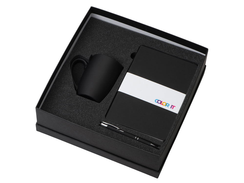 Подарочный набор с блокнотом С3, металлической ручкой и кружкой, черный