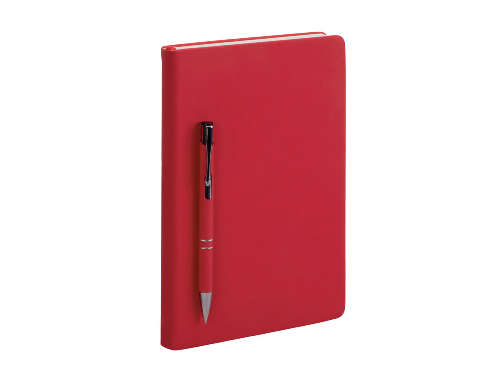 Подарочный набор с блокнотом С3, металлической ручкой и термокружкой, красный